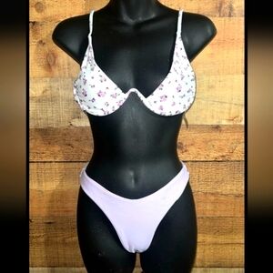 Shein lilac floral cheeky Bikini set